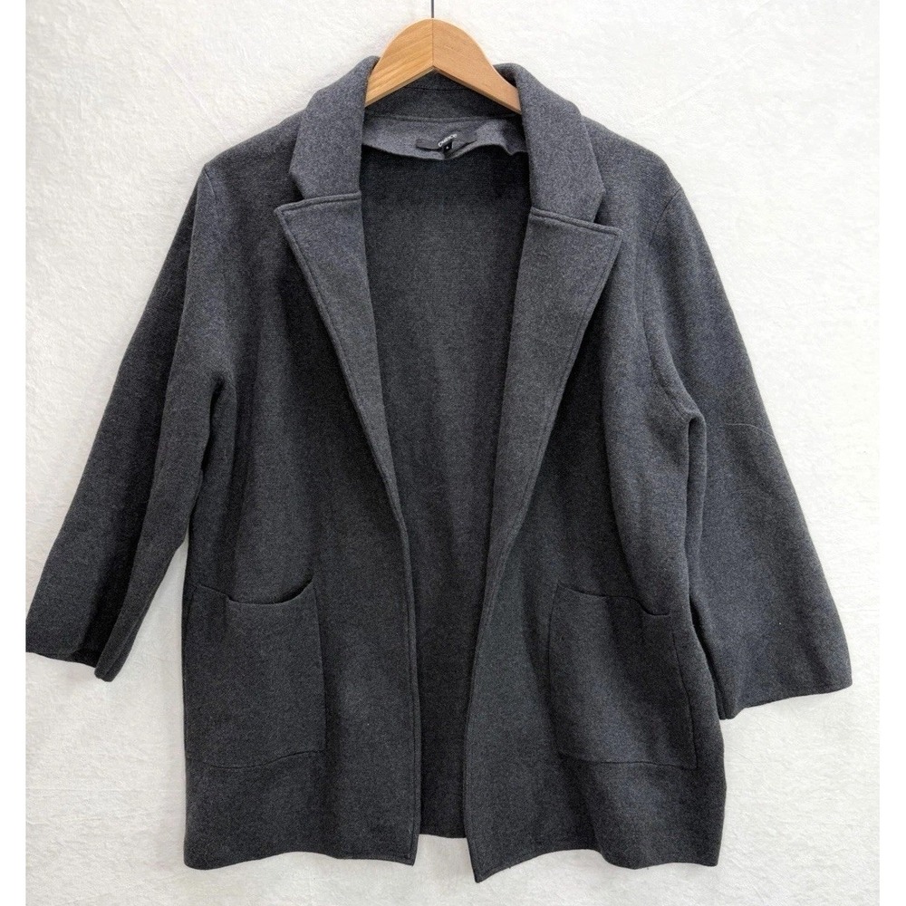 Quince Women's Organic Cotton Knit Blazer in Charcoal Size Large